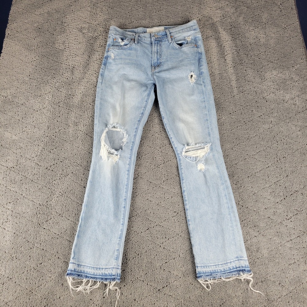 Mother Jeans Womens 25 Blue Superior Rascal Ankle Undone Hem Distressed Stretch